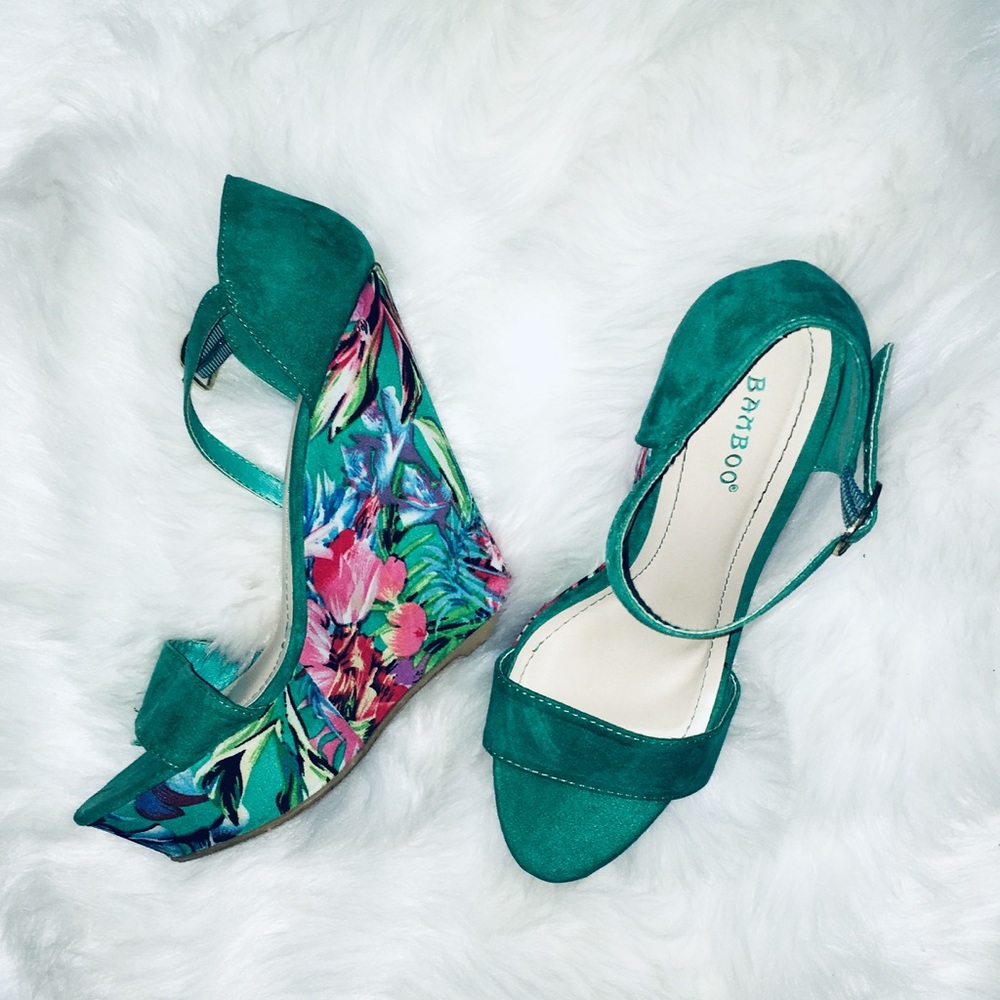 SOLD Floral Wedged Heels